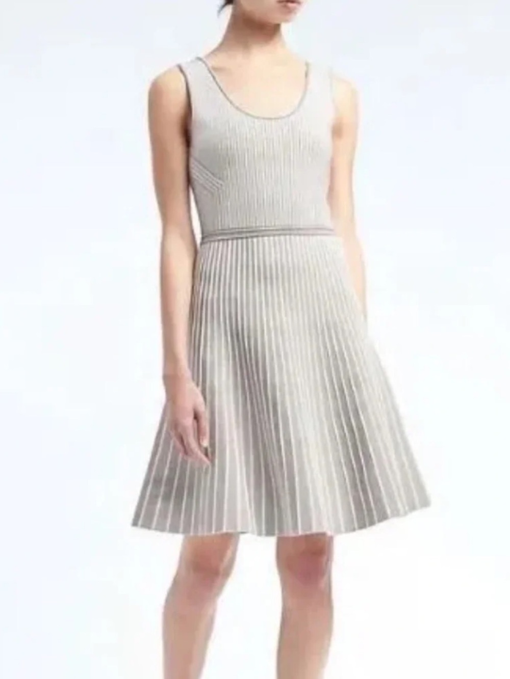 Banana Republic Sleeveless Striped Mini Dress - Light Gray/White. Size L . New
